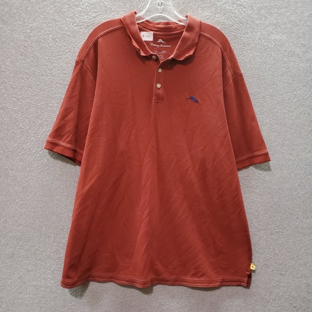 Tommy‎ Bahama Men Polo Shirt 2XL Red Supima Cotton Logo Embroidered Short Sleeve